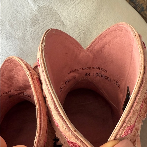 Fringed Pink Western Boots - Picture 3 of 8